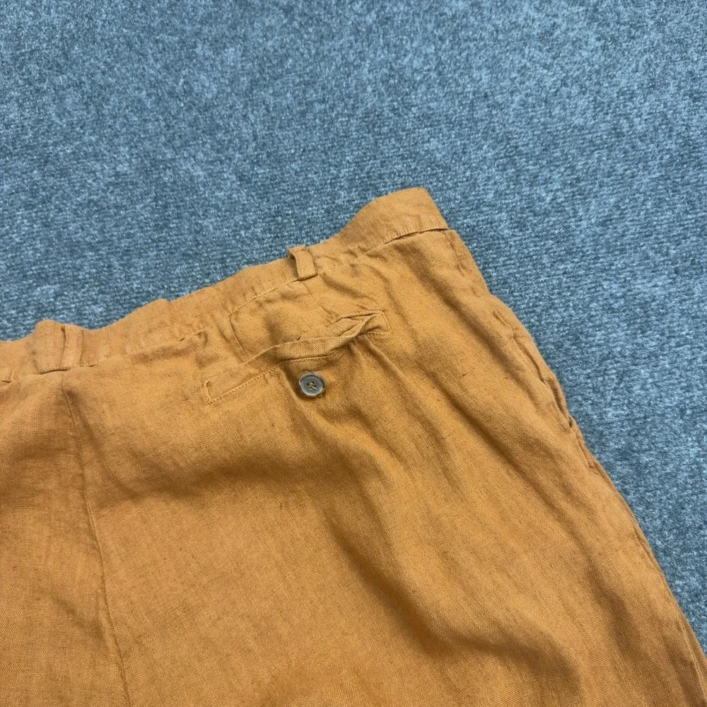 Soloio Pants Mens 56IT Orange Linen Flat Front Casual Summer Beach Classic Style